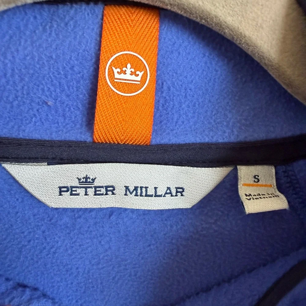 Peter Millar Mens Quarter Zip Fleece Pullover Blue MF21EZ38 Small